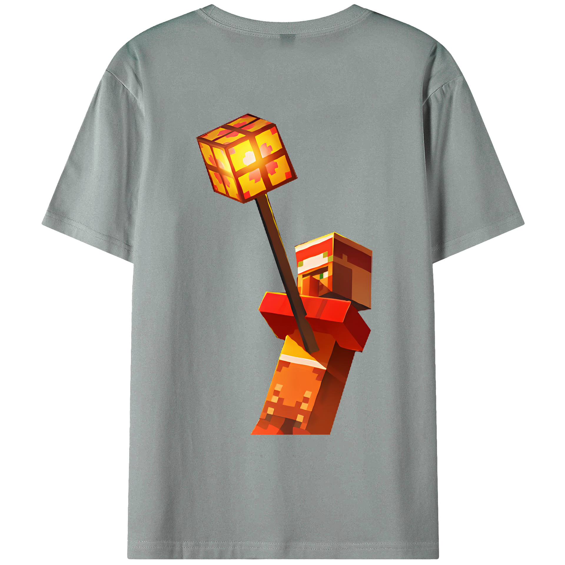 （画像用） マインクラフト ブロックの世界 Minecraft MC Block world 綿100％ メンズ半袖Tシャツ（バックプリント） 通気性